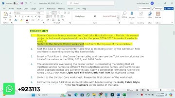 New Perspectives Excel 365/2021 | Module 6: SAM Project 1a | NP_EX365_2021_6a | Oval Lake Hospital