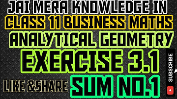 CLASS 11 BUSINESS MATHS ANALYTICAL GEOMETRY EXERCISE 3.1 SUM.NO.1 EXPLAINED IN TAMIL FOR EM STUDENTS