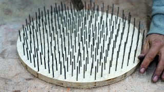 Wire Nails In Epoxy Stool DIY