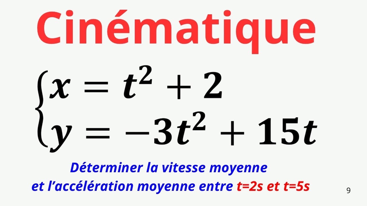Determiner la vitesse moyenne et l’accélération moyenne 