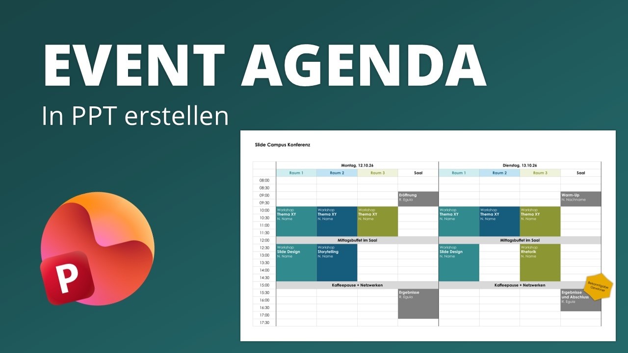 Events GANZ EASY planen mit dieser PowerPoint Agenda!