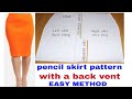 How to draft a bandless pencil skirt pattern with a back vent detailed