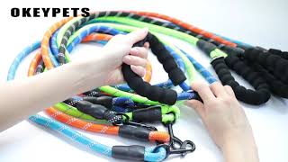Okeypets Pet Rope Lead Soft Custom Heavy Duty Adjustable Handmade 100% Cotton Dog Rope Leash