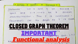 Closed graph Theorem // Functional analysis // In hindi