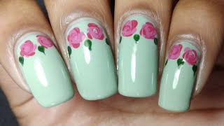 Beautiful Rose nail art | dry marble nail art | Nail art with needle | nail art tutorials by sherry