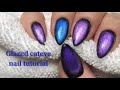 Glazed Cateye nails with a faded black border￼ | Nail Art Tutorial | Decorating my left hand￼