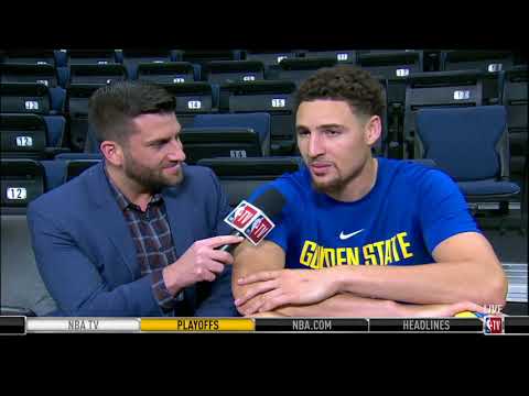 klay-thompson-nba-finals-game-1-media-availability-|-warriors-vs-cavaliers-|-may-30,-2018