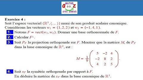 Exercice corrigé 4, espaces euclidiens : Projection orthogonale et symétrie orthogonale