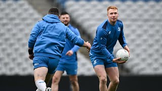 Leinster practice their gaelic football skills during Captain&#39;s Run at Croke Park