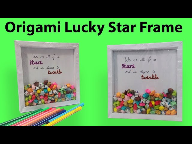 Origami Moon and Lucky Stars Shadow Box Frame