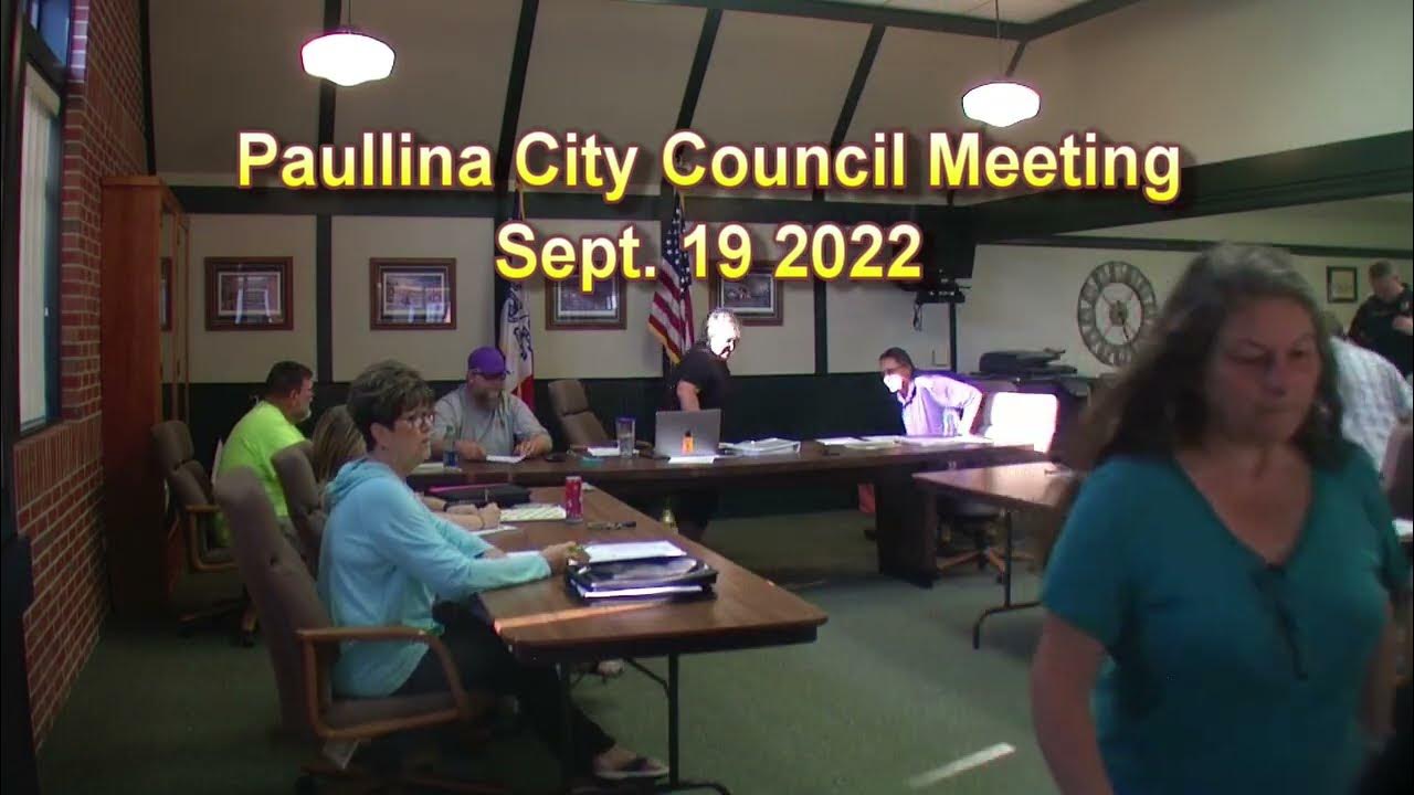 Paullina City Council Meeting Sept. 19, 2022 YouTube