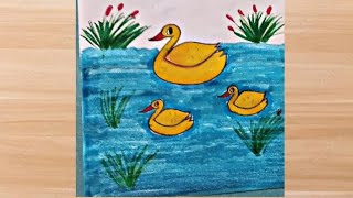 EASY DUCK DRAWING THREE LITTLE DUCKS IN A POND DRAWING SIMPLE DUCK DRAWING DUCK 