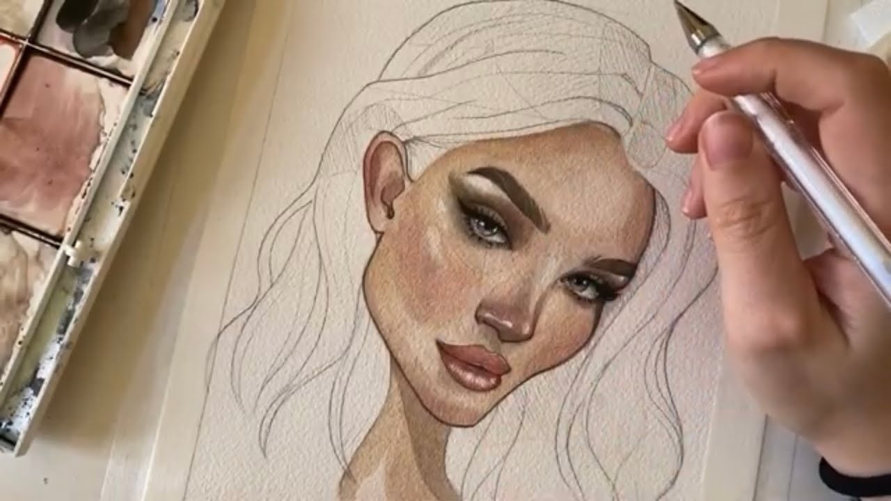 TONI DELLA PELLE • come colorare con gli acquerelli un volto - YouTube