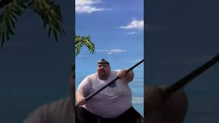 Fat Guy On canoe Falls Into Bikini Bottom!