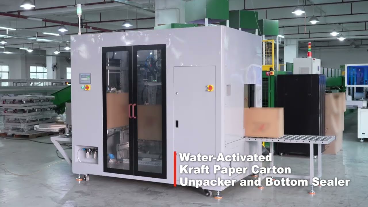 Water Activated Kraft Paper Carton Unpacker and Bottom Sealer