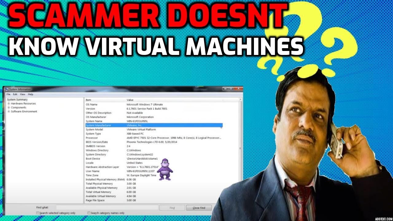 Scammer Doesn't Know What A Virtual Machine Is