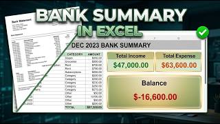 How to Make Bank Summary in Excel from PDF (Fast &amp; Easy Method)