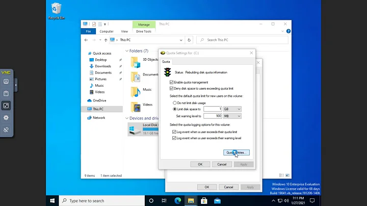 Using disk quotas on Windows 10