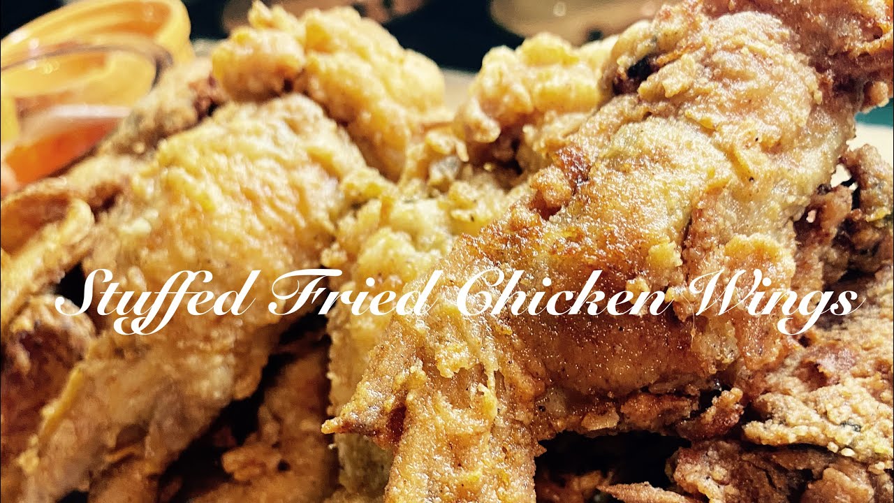 STUFFED CHICKEN WINGS W/CAJUN COLLARD GREENS & TOMATOES COOKING WITH