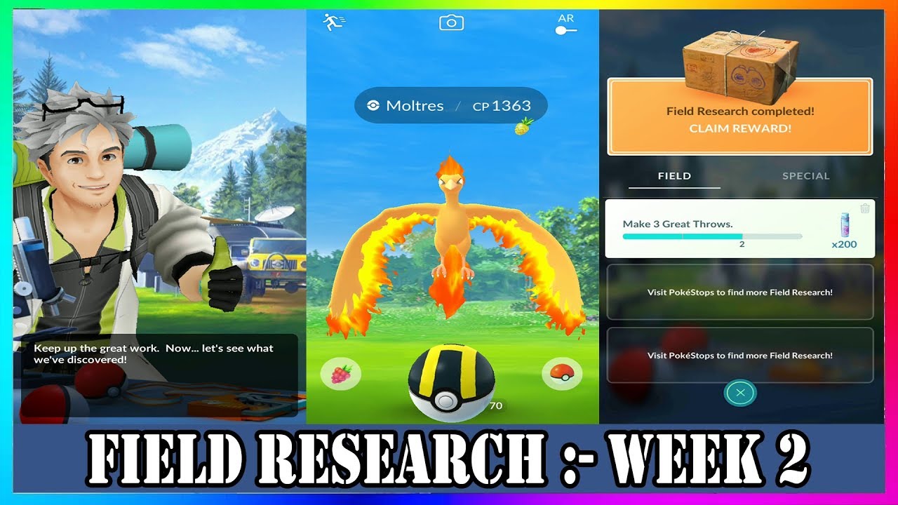 ALL 7 FIELD RESEARCH STAMPS COMPLETED Moltres in RESEARCH BOX