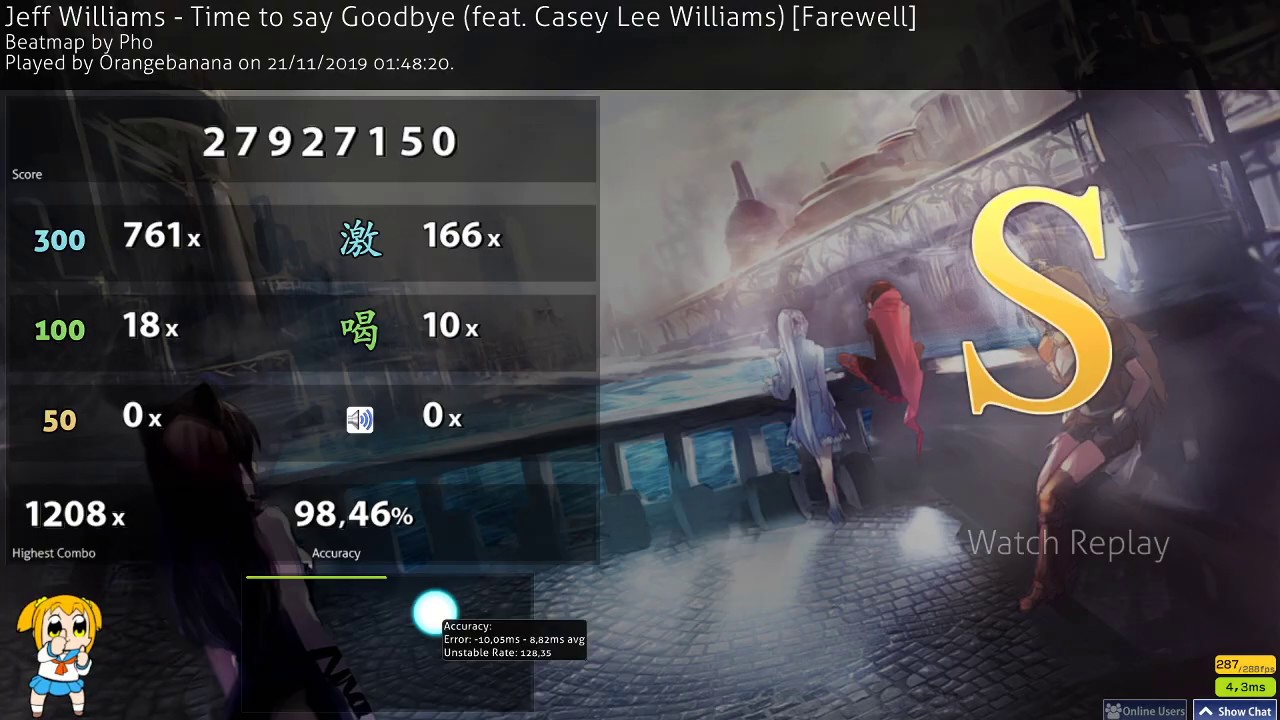 Jeff Williams - Time to say Goodbye (ft Casey Lee) [Farewell] | Osu! | Nomod Fc | Orangebanana