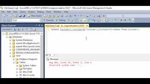 SQL Server - Fix Error - Msg 102 Incorrect syntax near '.'.