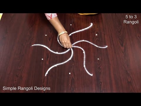 Different Style Rangoli 🌷 Easy & Simple Muggulu by Aishwarya 🌷 5 Pulli Kolangal Poduvathu Eppadi