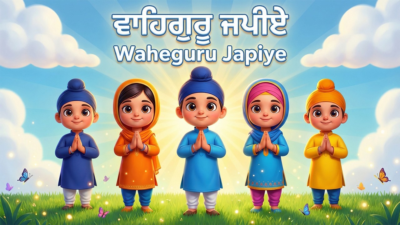 Waheguru Japiye | ਛੋਟੇ ਬੱਚਿਆਂ ਲਈ | Satnam Waheguru Japiye for Babies &Kids | Sikh Prayer