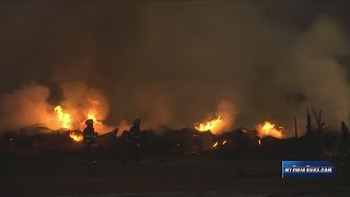 Firefighters at storage building fire in Tioga County