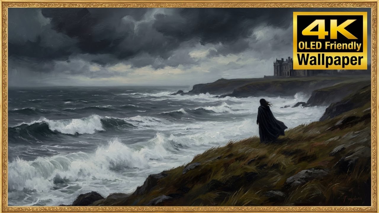 4K TV Art - The Watcher on the Cliff - Gothic Storm