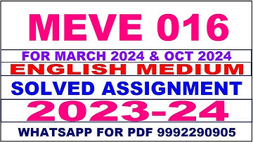meve 016 solved assignment 2023-24 | meve 16 solved assignment in english 2024 | meve 16 2024