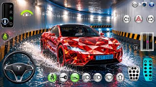 Driving a Red Diamond 💎 Tesla in a Flooded Tunnel! 🌊🚗 screenshot 3