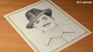Bhagat Singh Drawing With Pencil Sketch Step By Step Drawing Bhagat Singh Freedom Fighters