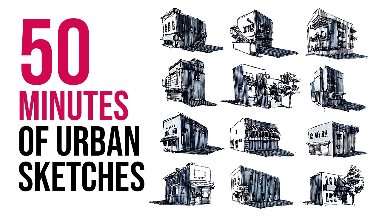 Draw With Me! 50-MINUTES of Calming URBAN SKETCHING Practice - YouTube