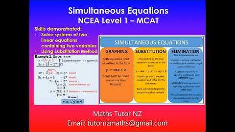 Simultaneous Equations | Substitution Method | MCAT | 91027 | NCEA Level 1 Mathematics | NZQA 2020