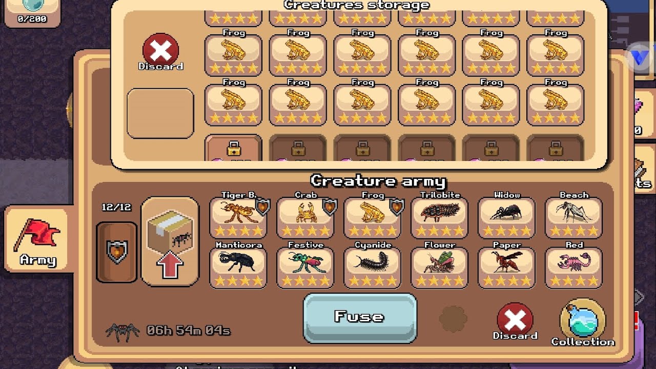 Pocket ant Tôi show case chỉ số của 42 loại côn trùng-và trận chiến của từng loài