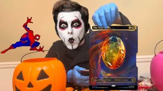 Danhausen opens collectors box of Spider-Man Magic The Gathering 