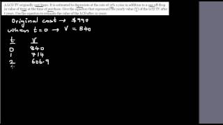 NCEA Level 1 - Writing equation of an exponential relationship-  Depreciated value of a LCD TV