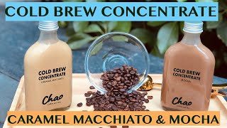 EASY BOTTLED COLD BREW COFFEE CONCENTRATE:  RECIPES FOR CARAMEL MACCHIATO AND MOCHA - 200ML BOTTLES
