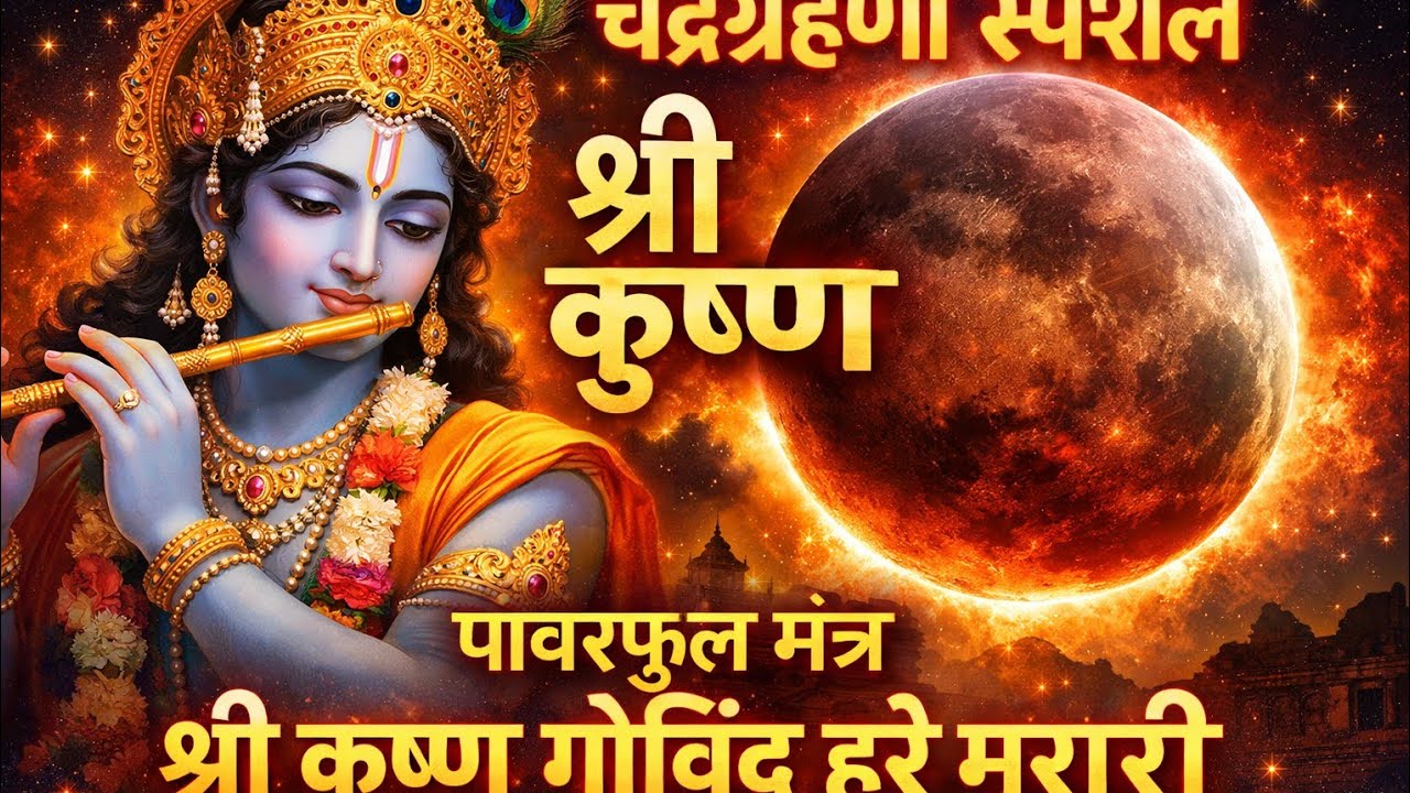 चंद्रग्रहण स्पेशल श्री कृष्ण पावरफुल मंत्र ~ श्री कृष्ण गोविंद हरे मुरारी हे नाथ नारायण वासुदेवा 