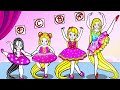 Paper Dolls Dress Up - Costume Rapunzel & Sadako Ballerina Dress - Barbie Story & Crafts