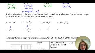 Coach Fred's Alg 2 ~ Vertical Stretch & Shrinks to parent functions
