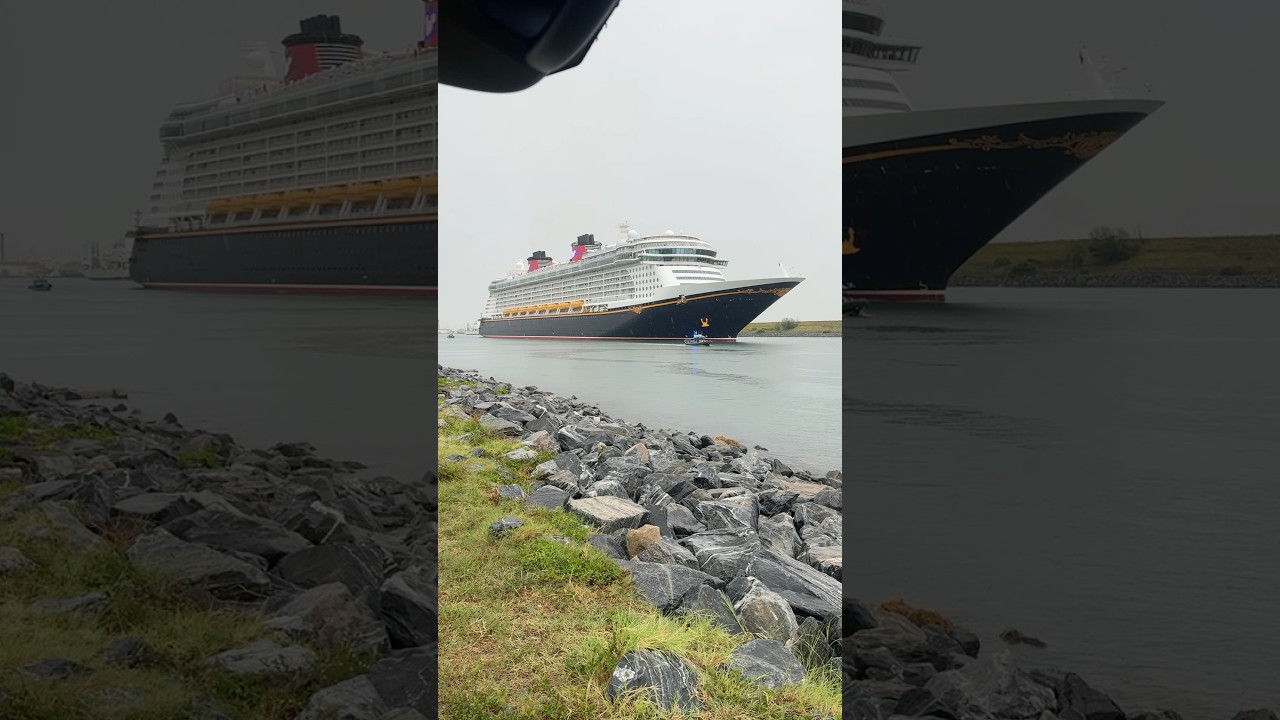 Disney Fantasy departing Port Canaveral in the rain #portcanaveral #disneyfantasy #disneycruiseline