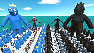 Rainbow Friends Blue Team + Spiderman Team vs Shadow Itself - Animal Revolt Battle Simulator