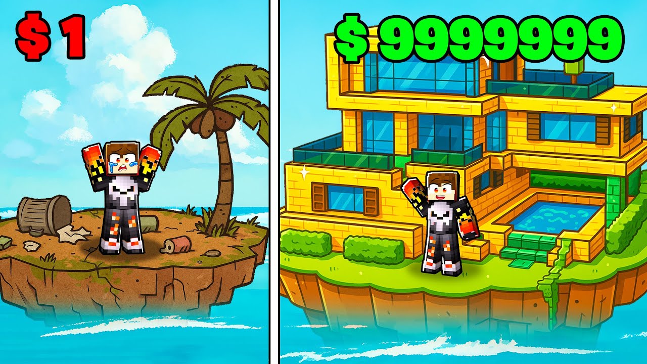 $1 Vs $999999 UPGRADING ISLAND IN ROBLOX ( part 1 ) 