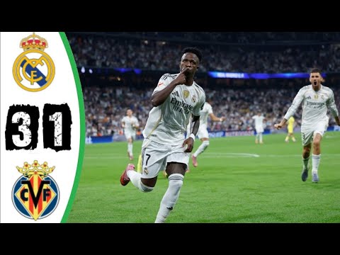 ملخص مباراة ريال مدريد و فياريال 3 1 ثنائية فينيسيوس اليوم