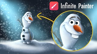 Draw Olaf from Disneys Frozen - Infinite Painter Tutorial #21 screenshot 5