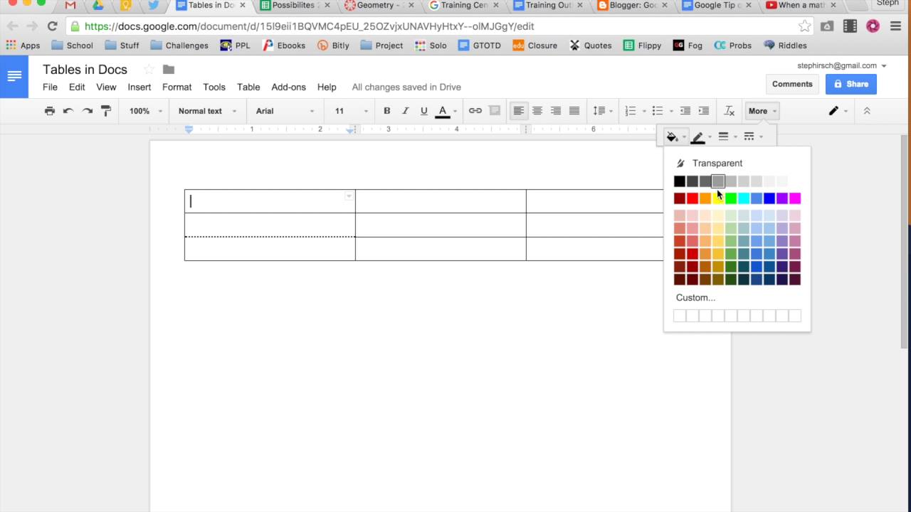 Formatting Tables In Docs - YouTube