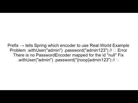 Fix “No PasswordEncoder mapped for id null” | Spring Security 5 Explained