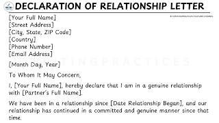 How To Write A Declaration of Relationship Letter Template Step by Step Guide | Writing Practices